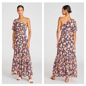 Amur Claudia One Shoulder Maxi Dress Purple Orange Floral size 6